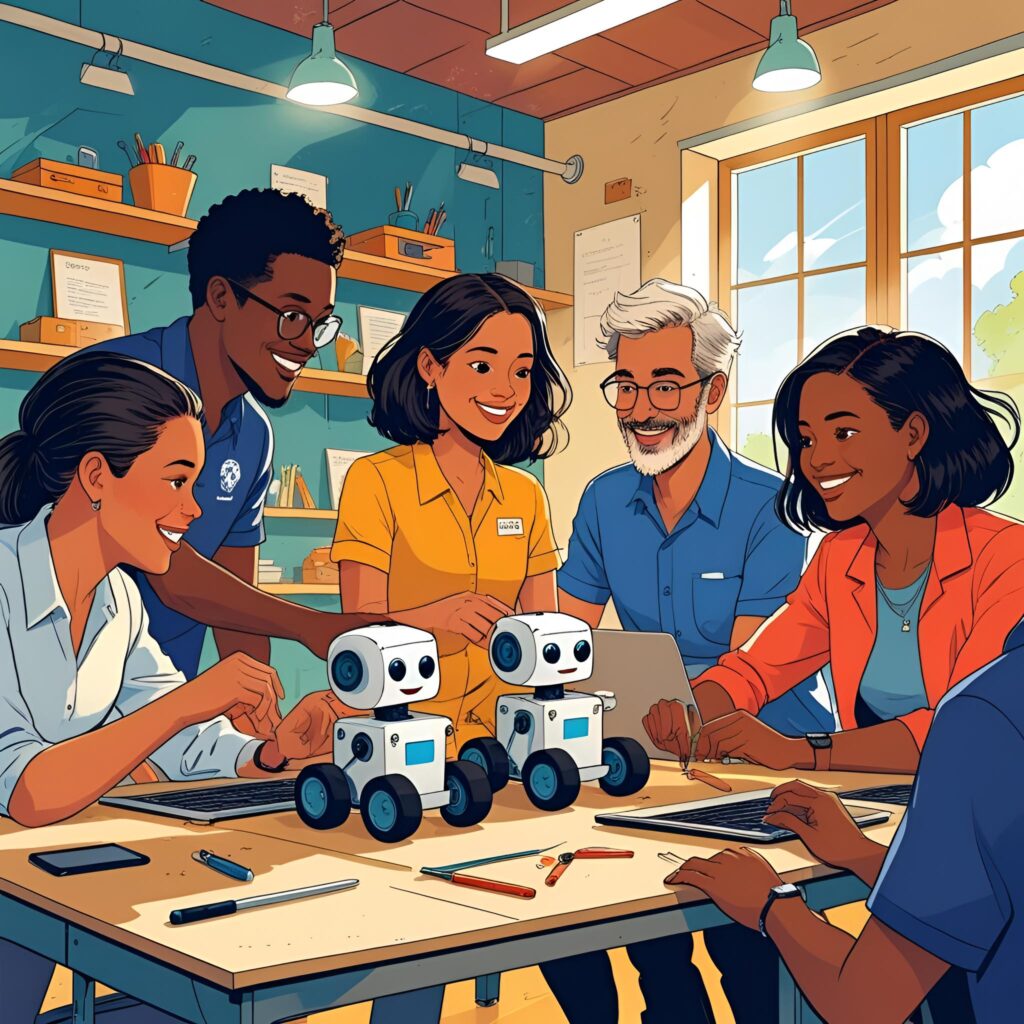 Nuestros talleres de Formación Docente Innovadora en Robótica Educativa fomentan el trabajo colaborativo e interdisciplinar